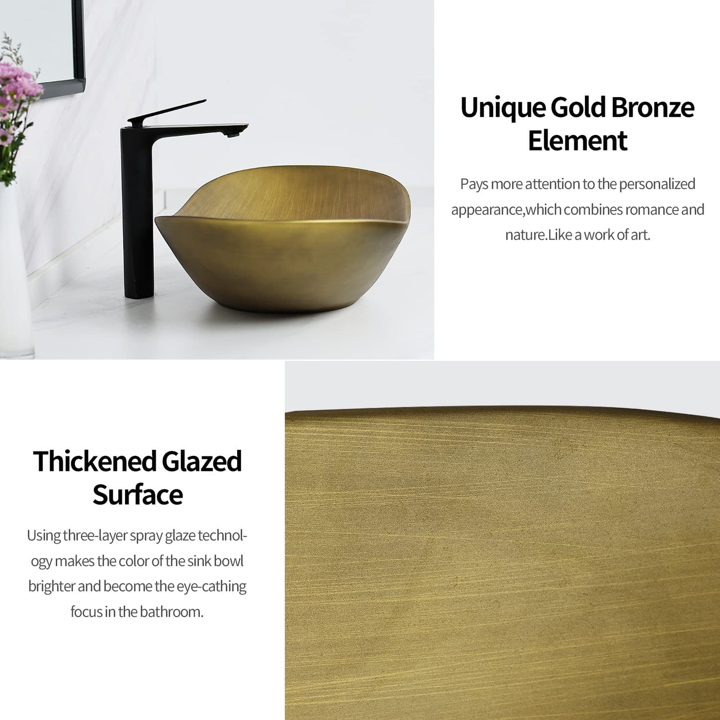 Davivy Gold Bronze Bathroom Sink